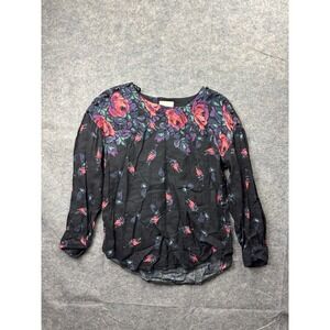 Anthropologie Maeve Gardenia Size M Boat Kneck Floral Linen Blend Artsy Eclectic